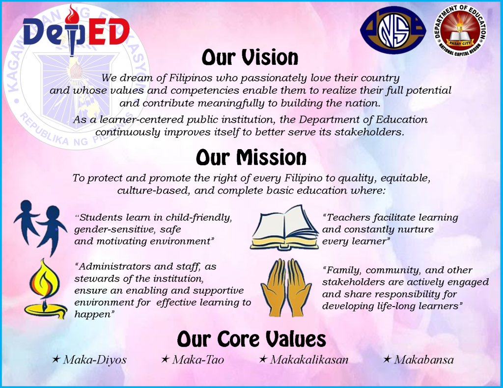DEPED MISSION VISION, CORE VALUES